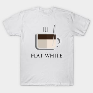 Hot flat white coffee front view in flat design style T-Shirt